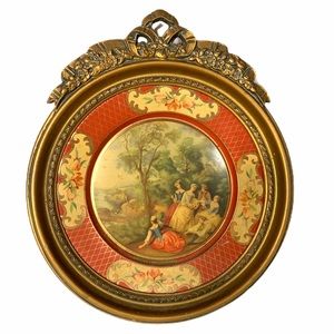 **SOLD** French Floral Cameo Scenery Framed Hanging Plate